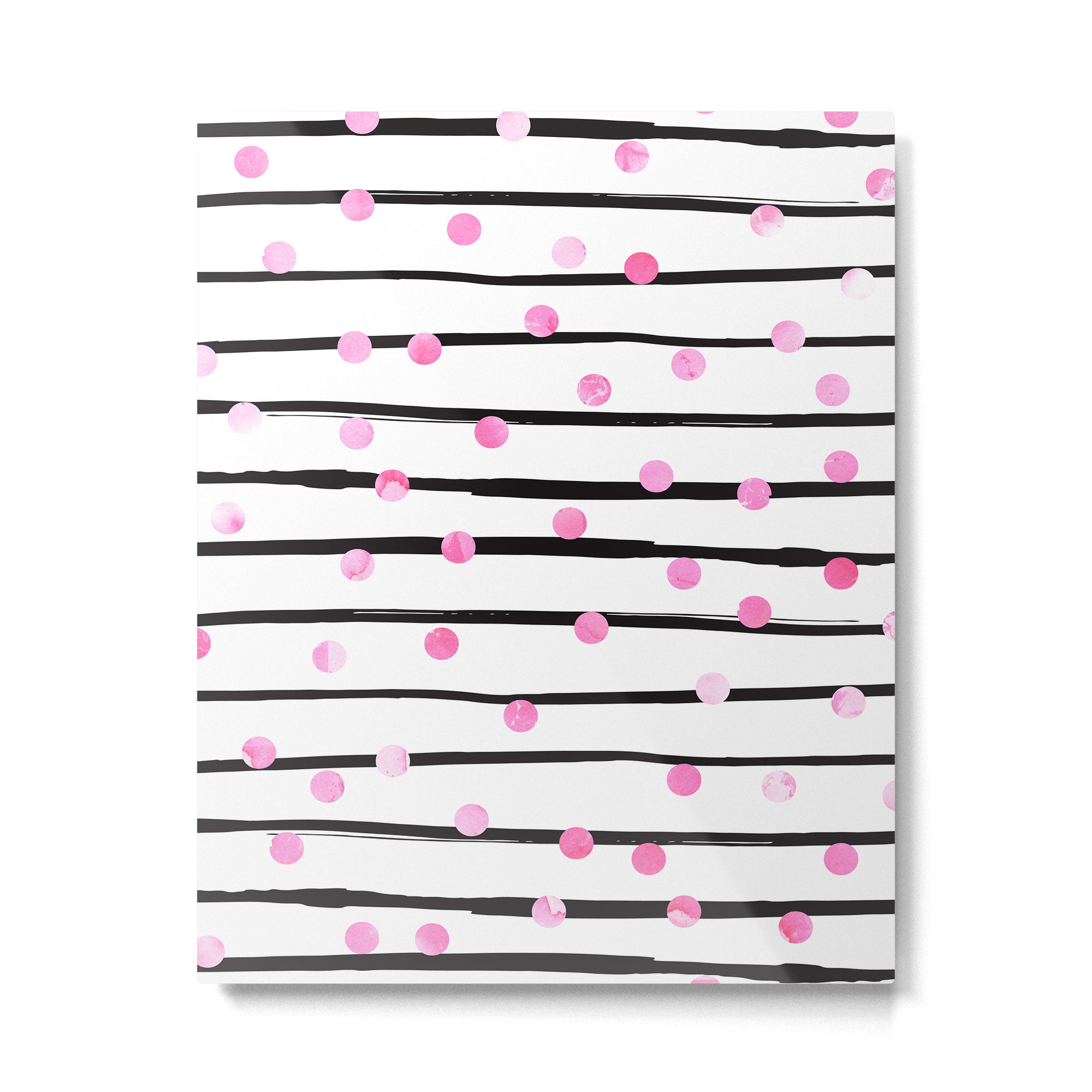 Blush pink black watercolor modern stripes polka dots Metal Print Gallery Image 6