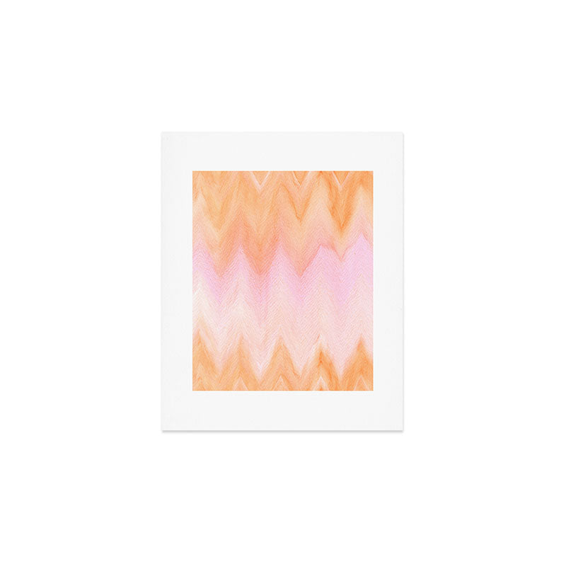 Blush pink orange watercolor hand painted ombre ikat Art Print Gallery Image 1
