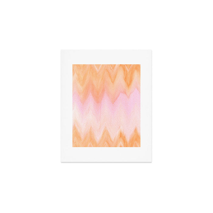 Blush pink orange watercolor hand painted ombre ikat Art Print Gallery Image 1