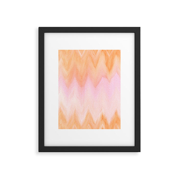 Blush pink orange watercolor hand painted ombre ikat Framed Art Print Gallery Image 1