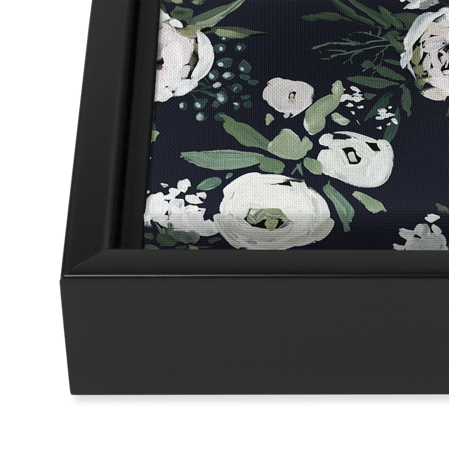Blush pink white green black watercolor modern floral Framed Canvas Print Gallery Image 3
