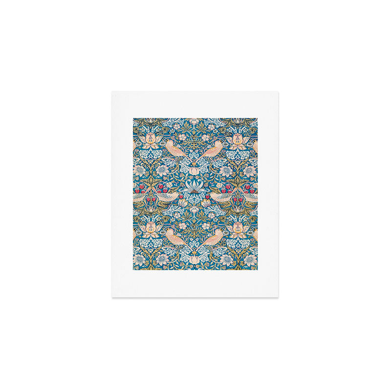 Bohemian elegant blue pink white bird floral Art Print Gallery Image 1