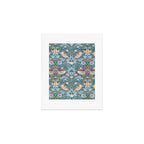 Bohemian elegant blue pink white bird floral Art Print Gallery Image 1