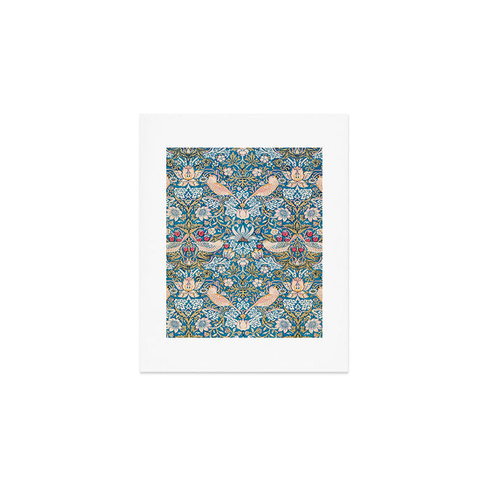 Bohemian elegant blue pink white bird floral Art Print Gallery Image 1