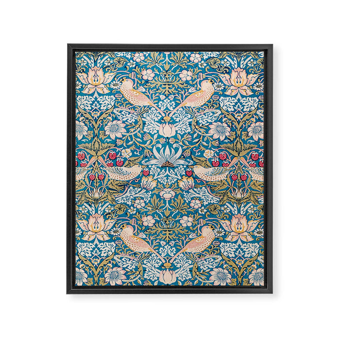 Bohemian elegant blue pink white bird floral Framed Canvas Print Gallery Image 1