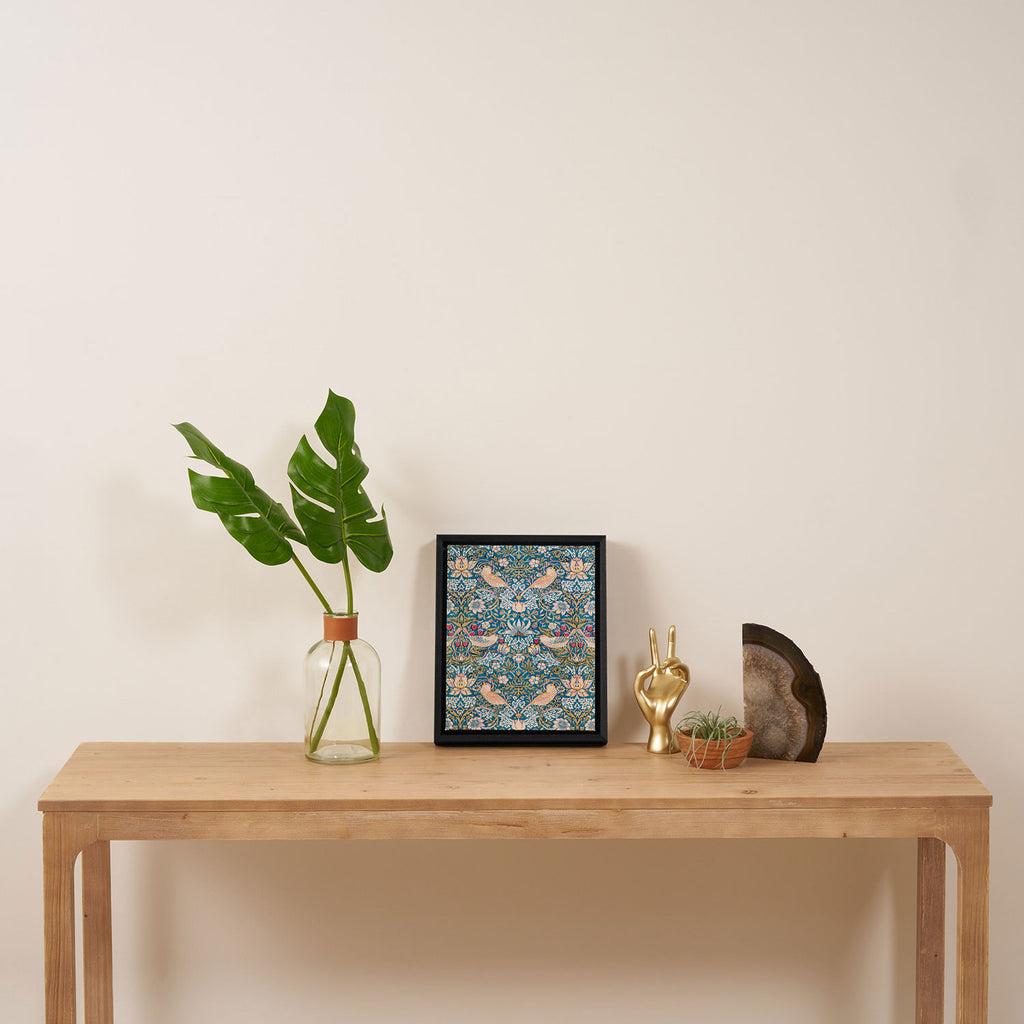 Bohemian elegant blue pink white bird floral Framed Canvas Print Gallery Image 4