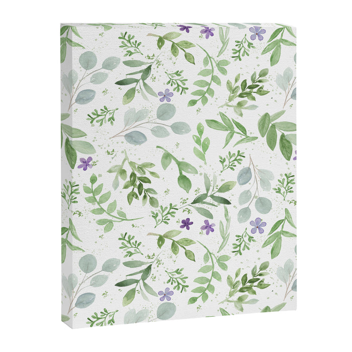 Botanical forest green lavender watercolor floral Canvas Print Gallery Image 1