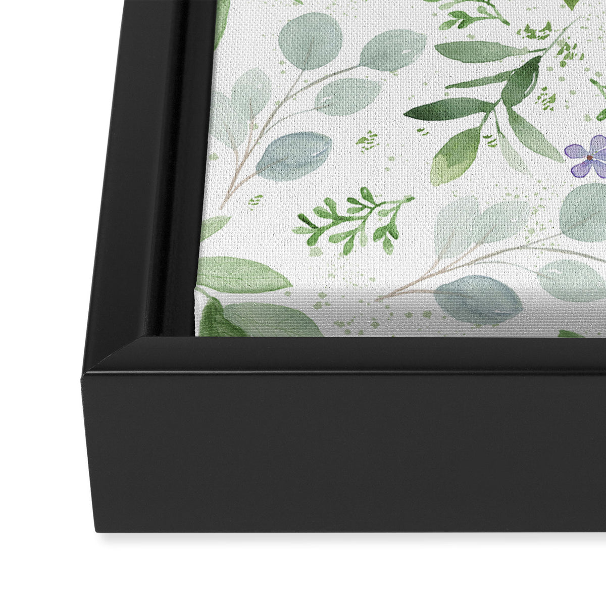 Botanical forest green lavender watercolor floral Framed Canvas Print Gallery Image 3