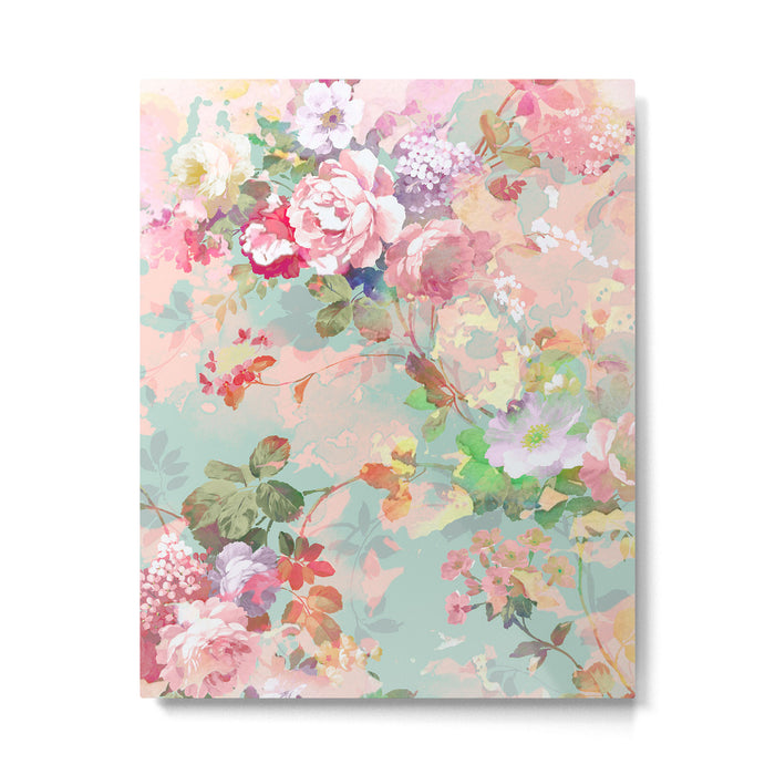 Botanical neo mint pink abstract watercolor floral pattern Metal Print Gallery Image 1
