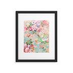 Botanical neo mint pink abstract watercolor floral pattern Framed Art Print Gallery Image 6