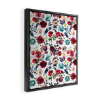 Burgundy pink teal blue watercolor boho floral Framed Canvas Print Gallery Image 2