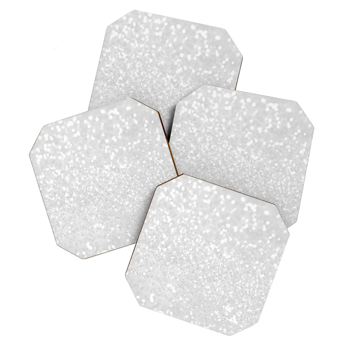 Chic elegant glamour white faux glitter Coaster Gallery Image 1