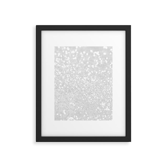 Chic elegant glamour white faux glitter Framed Art Print Gallery Image 1