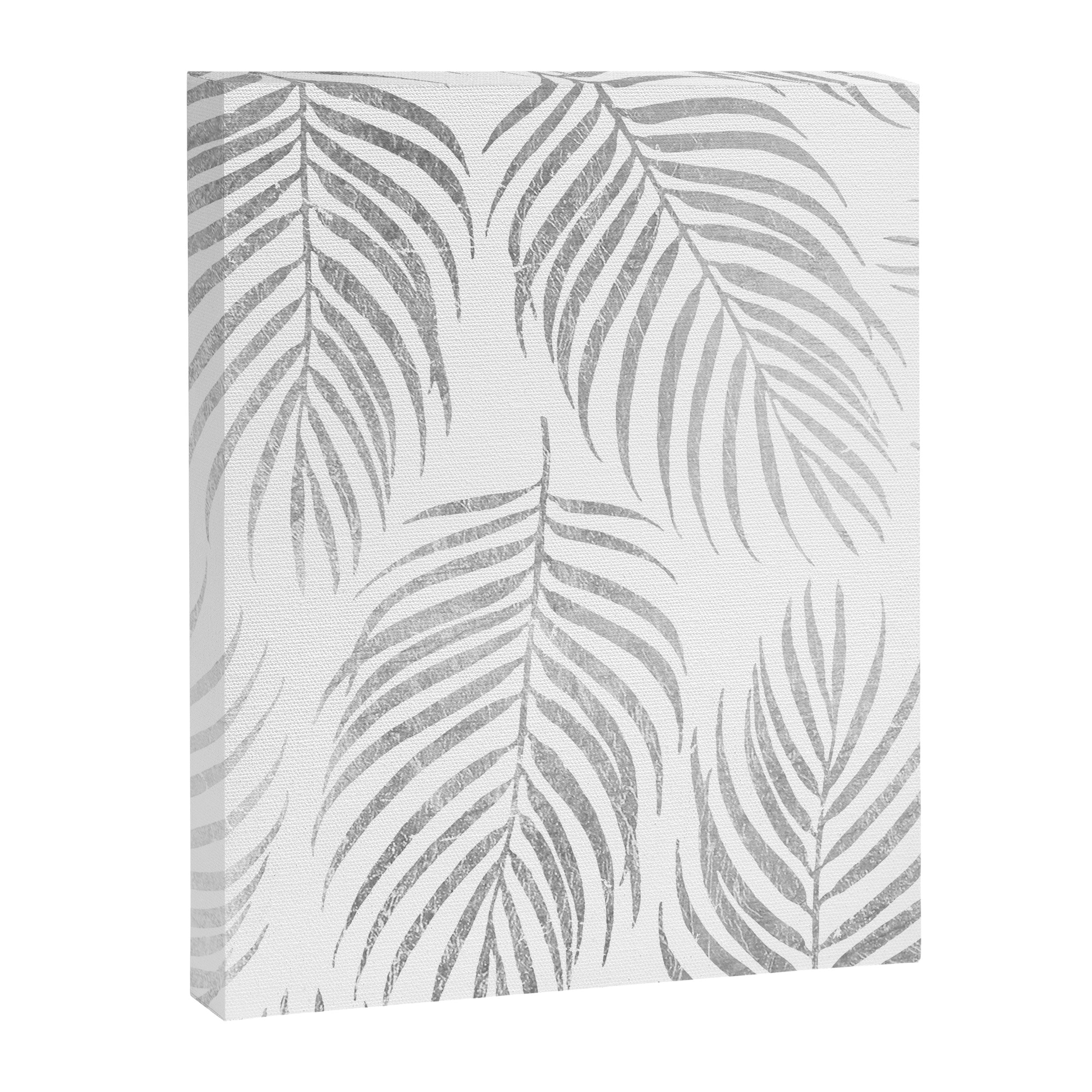 Chic elegant silver foil palm tree leaves Canvas Print Gallery Image 8
