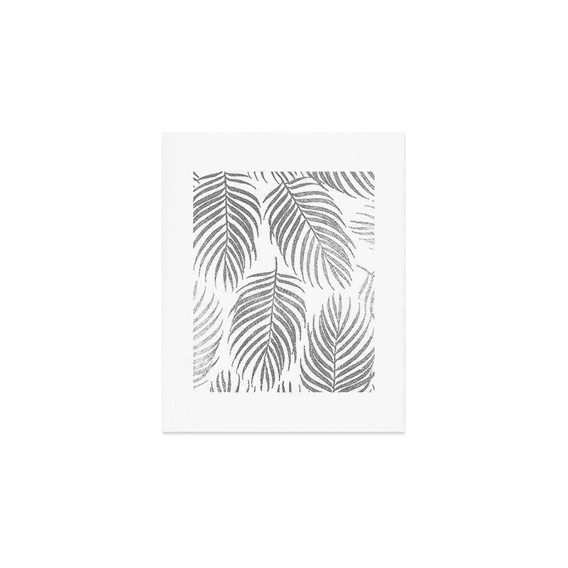 Chic elegant silver foil palm tree leaves Art Print Gallery Image 1