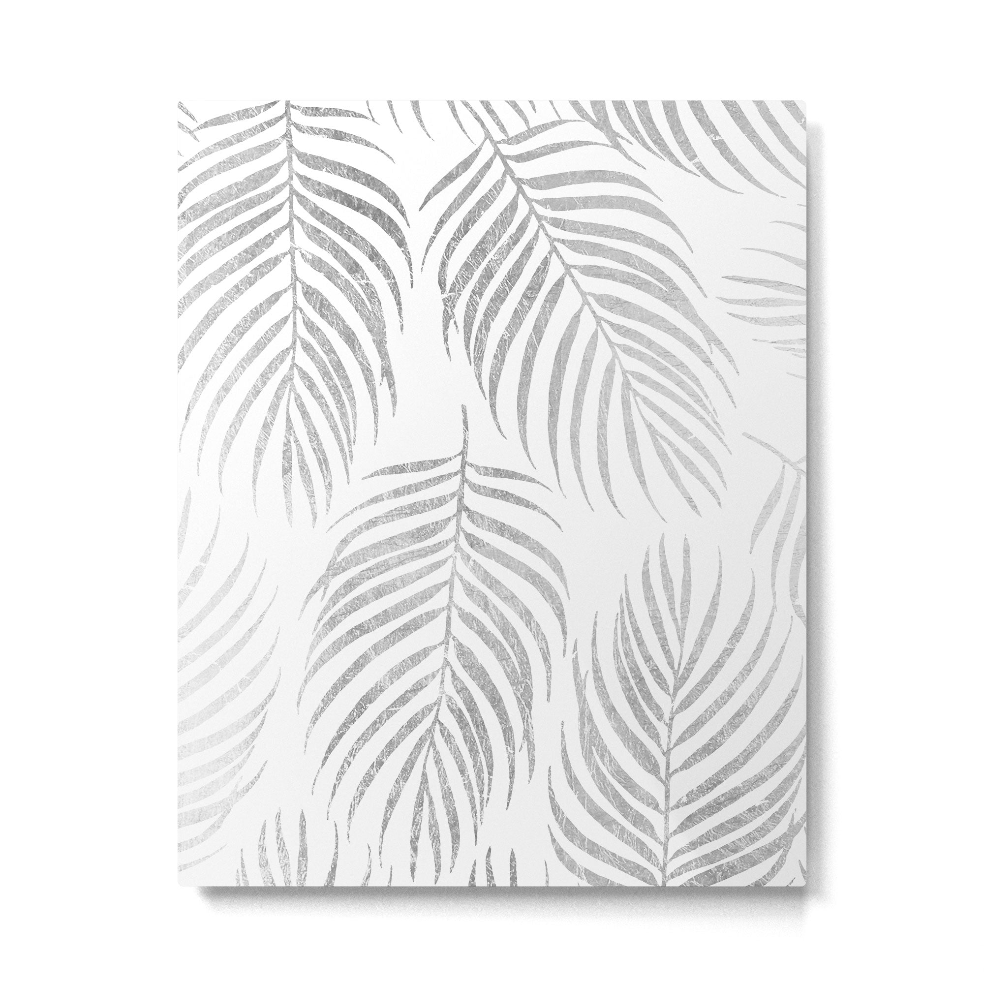 Chic elegant silver foil palm tree leaves Metal Print Gallery Image 6