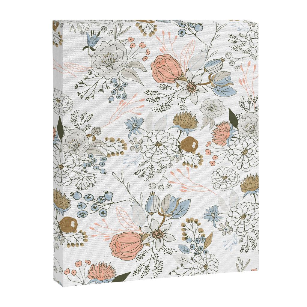 Elegant abstract coral pastel blue modern rustic floral Canvas Print Gallery Image 8