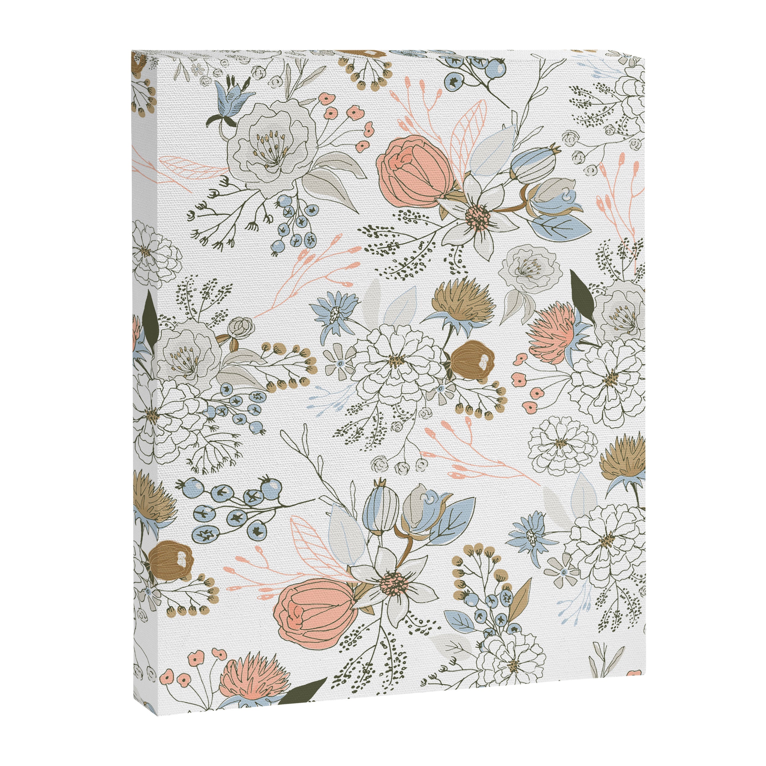 Elegant abstract coral pastel blue modern rustic floral Canvas Print Gallery Image 8