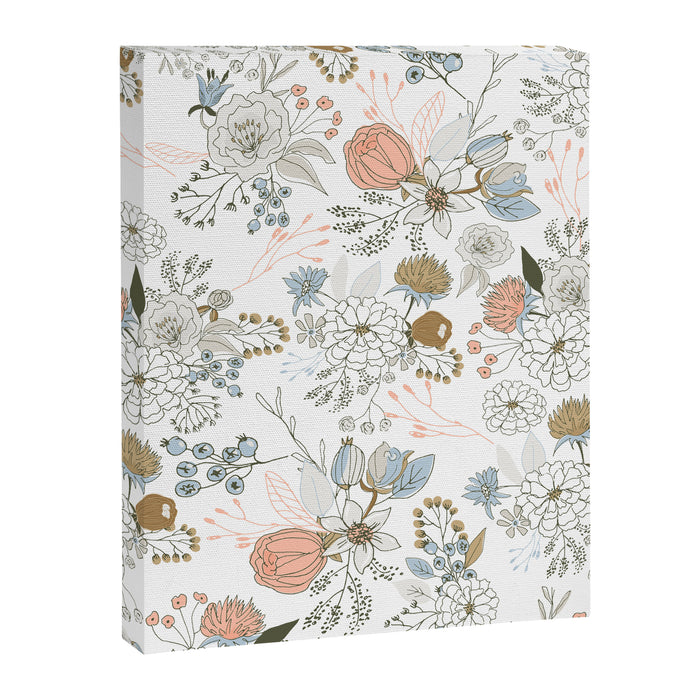 Elegant abstract coral pastel blue modern rustic floral Canvas Print Gallery Image 1
