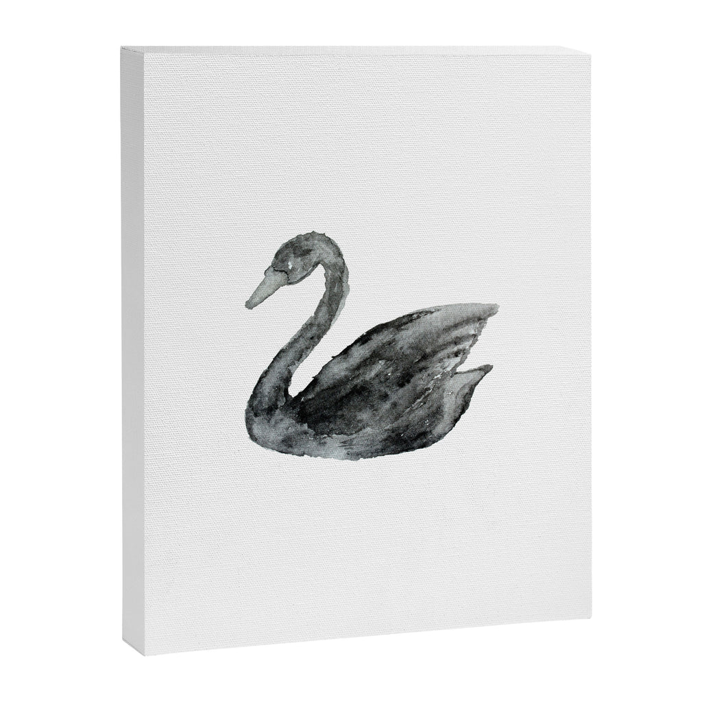Elegant black white hand painted watercolor swan Canvas Print Gallery Image 8