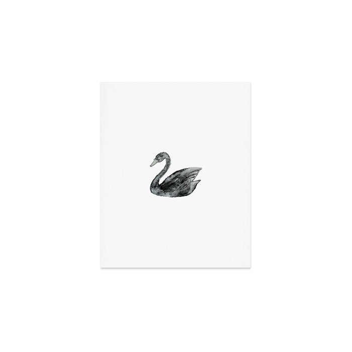 Elegant black white hand painted watercolor swan Art Print Gallery Image 1