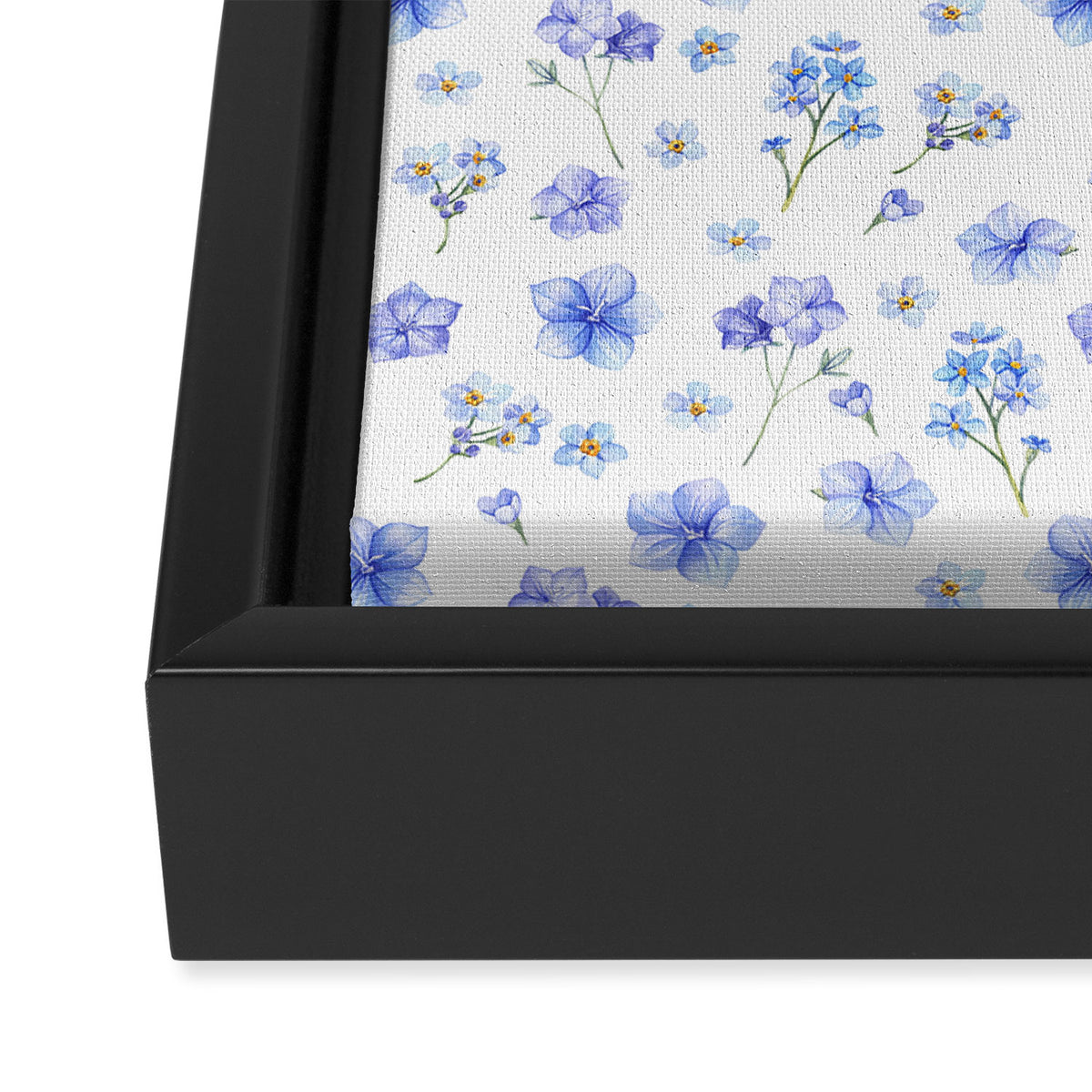 Elegant blush blue yellow watercolor floral pattern Framed Canvas Print Gallery Image 3