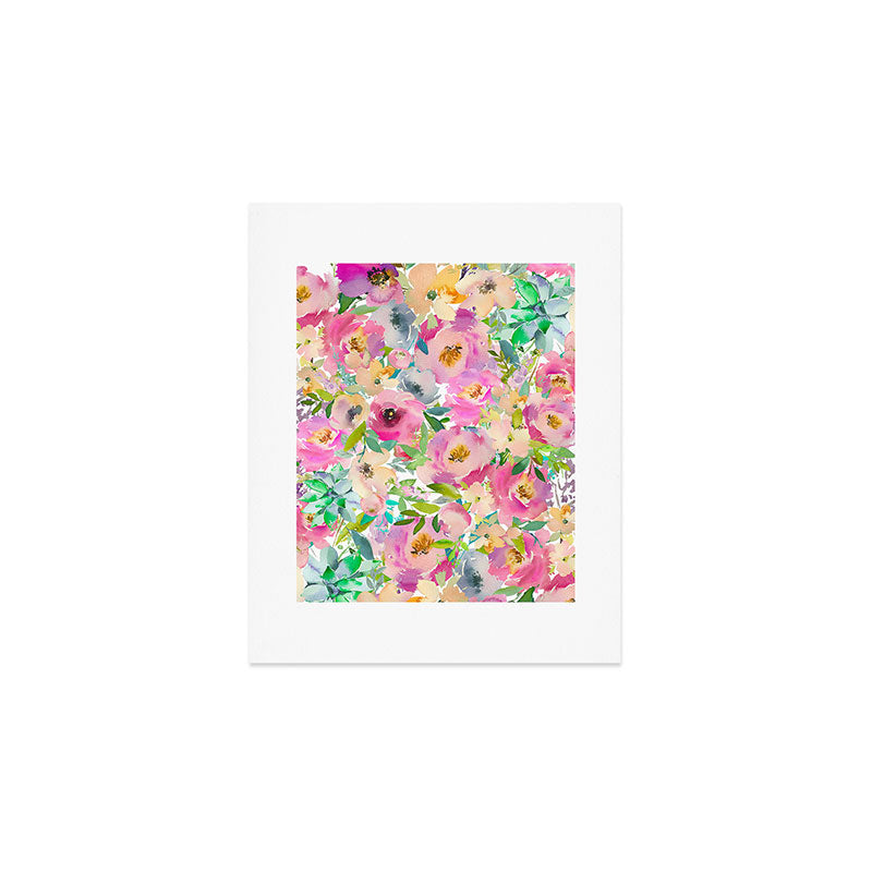 Elegant blush pink lavender green watercolor floral Art Print Gallery Image 1