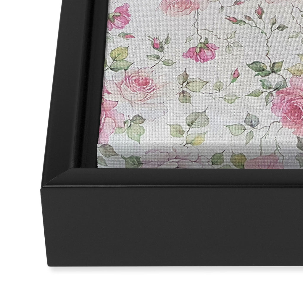Elegant blush pink white vintage rose floral Framed Canvas Print Gallery Image 3