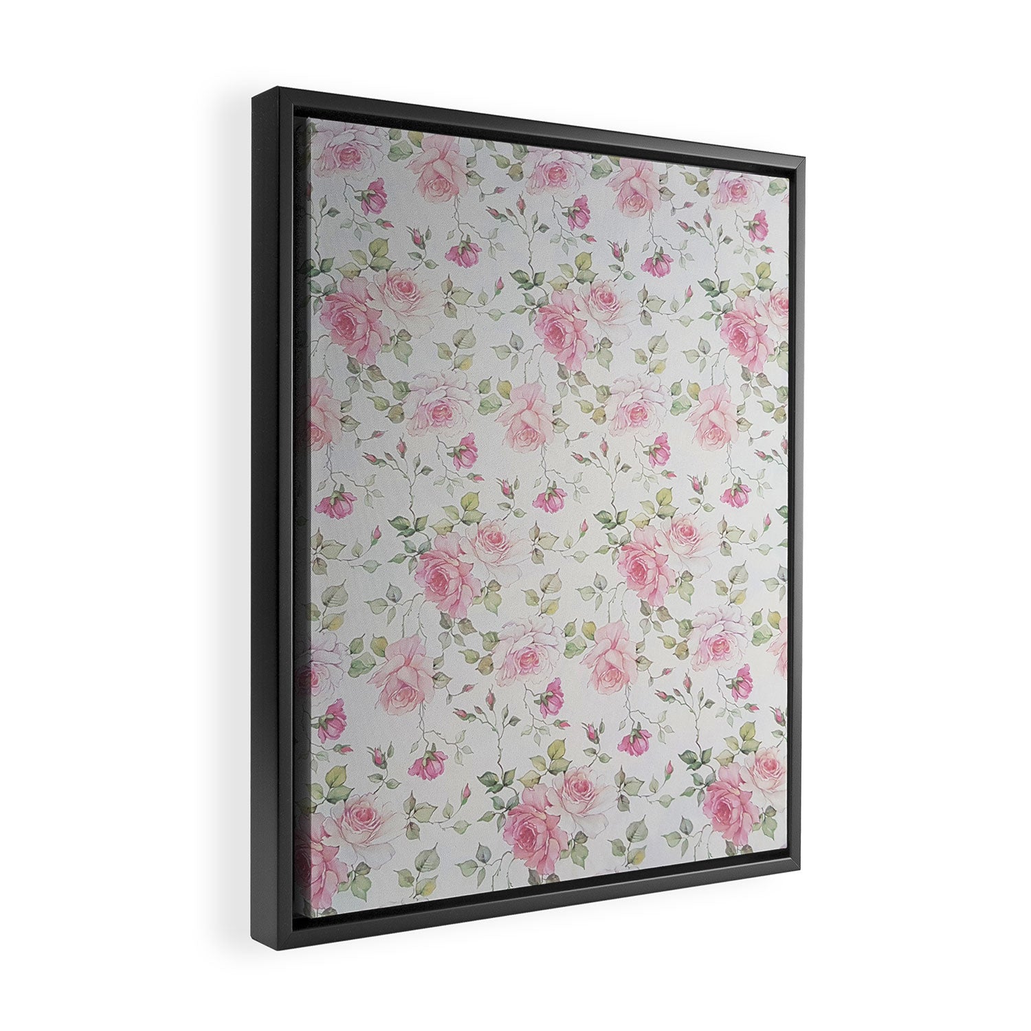 Elegant blush pink white vintage rose floral Framed Canvas Print Gallery Image 2