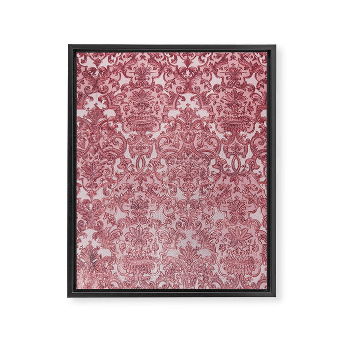 Elegant chic pink burgundy grunge floral damask Framed Canvas Print Gallery Image 1