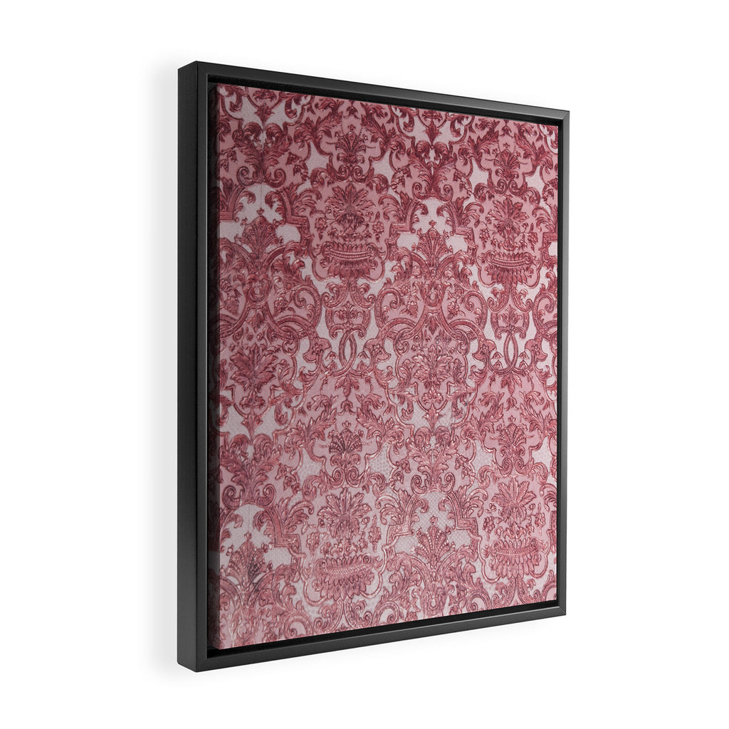 Elegant chic pink burgundy grunge floral damask Framed Canvas Print Gallery Image 2