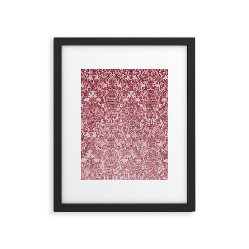 Elegant chic pink burgundy grunge floral damask Framed Art Print Gallery Image 6