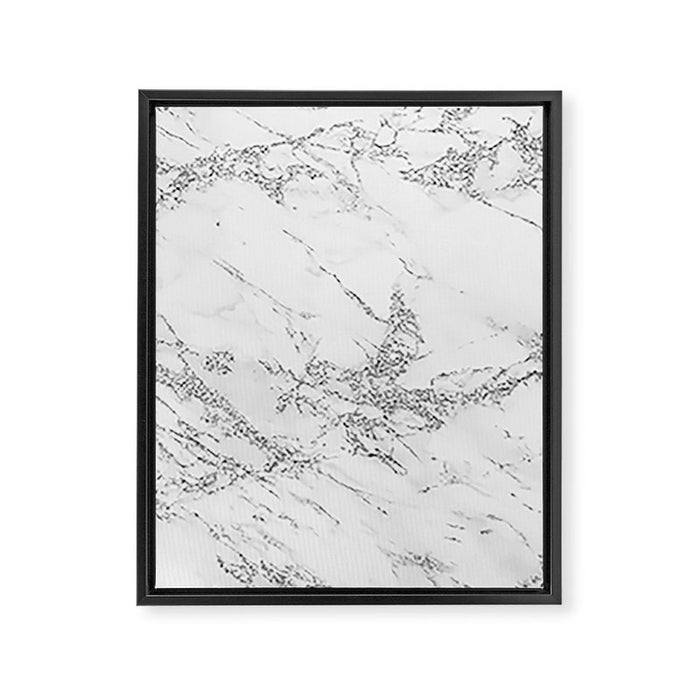 Elegant chic white gray silver glitter marble Framed Canvas Print Gallery Image 1