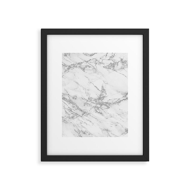 Elegant chic white gray silver glitter marble Framed Art Print Gallery Image 6