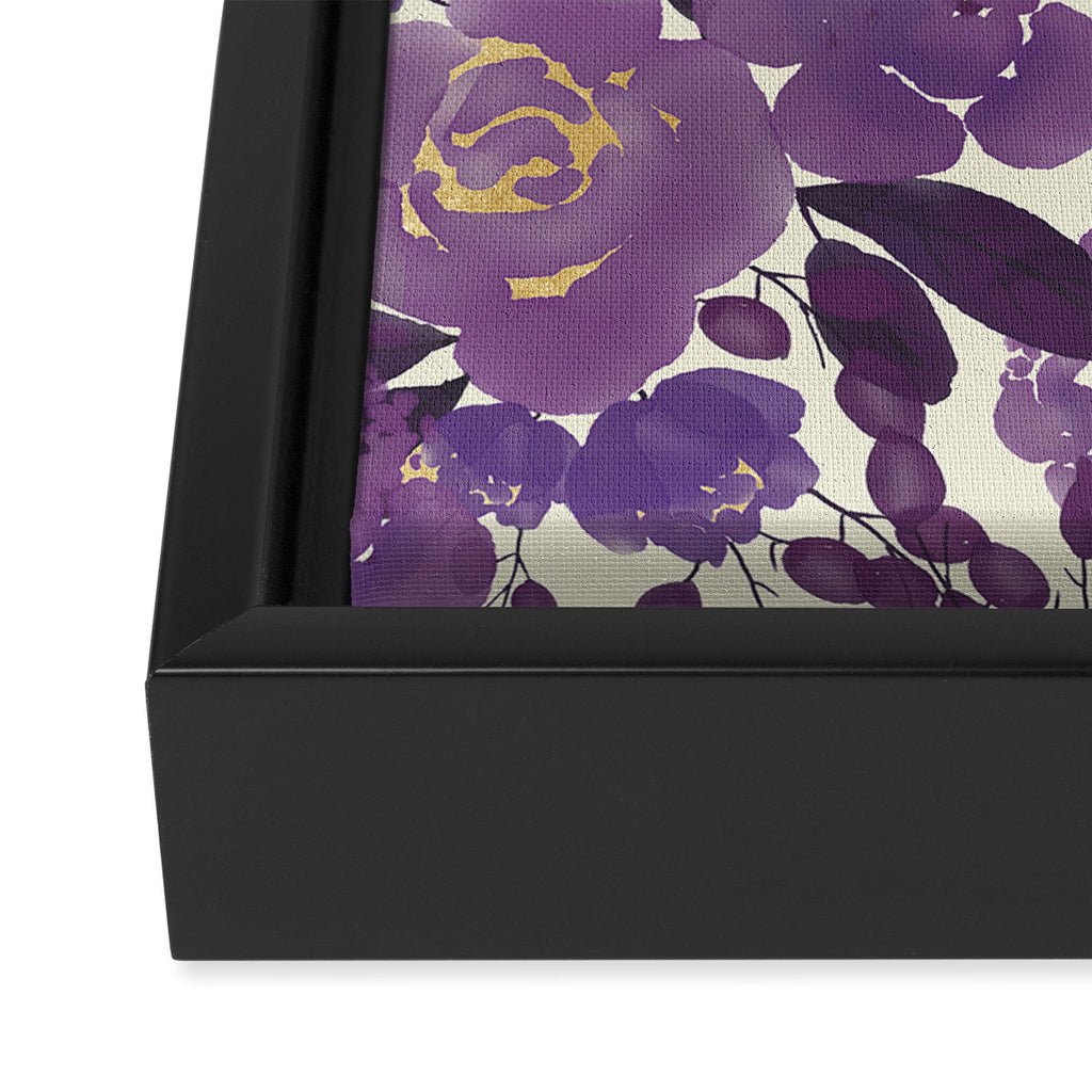 Elegant ivory gold lavender purple watercolor floral  Framed Canvas Print Gallery Image 3