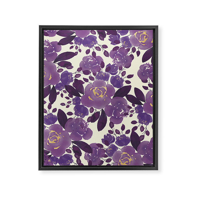 Elegant ivory gold lavender purple watercolor floral  Framed Canvas Print Gallery Image 8