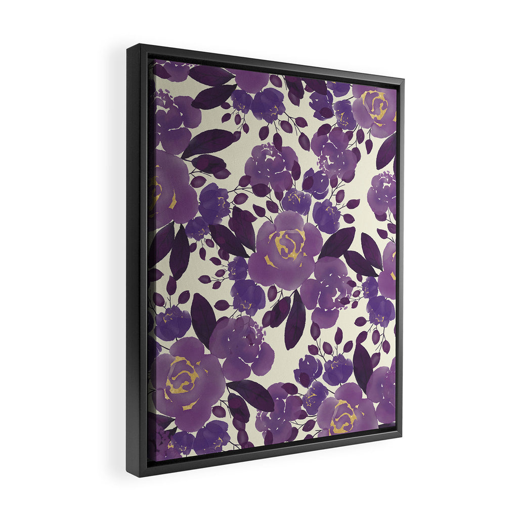Elegant ivory gold lavender purple watercolor floral  Framed Canvas Print Gallery Image 2