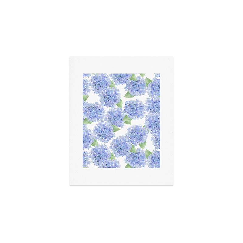 Elegant lavender lilac watercolor hydrangea floral Art Print Gallery Image 1