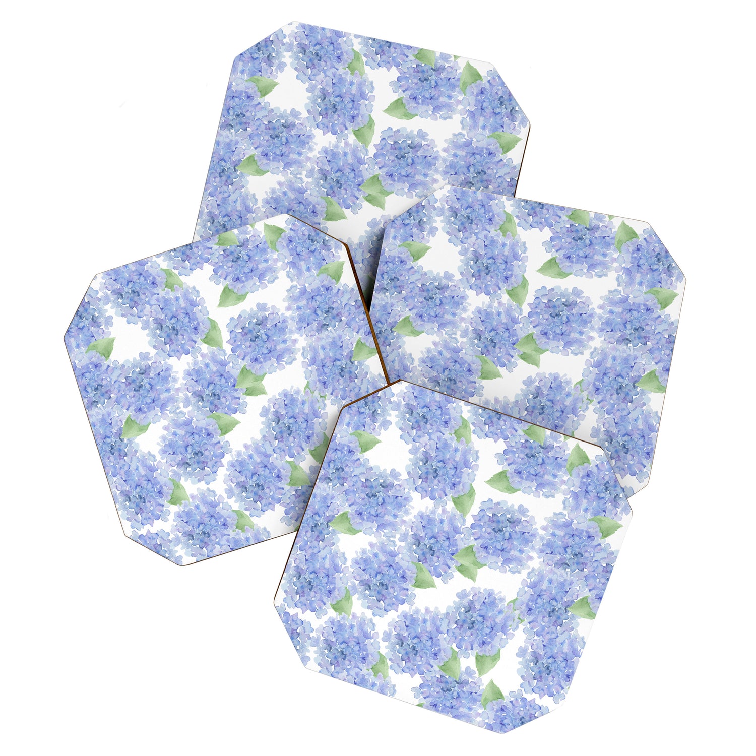 Elegant lavender lilac watercolor hydrangea floral Coaster Gallery Image 1