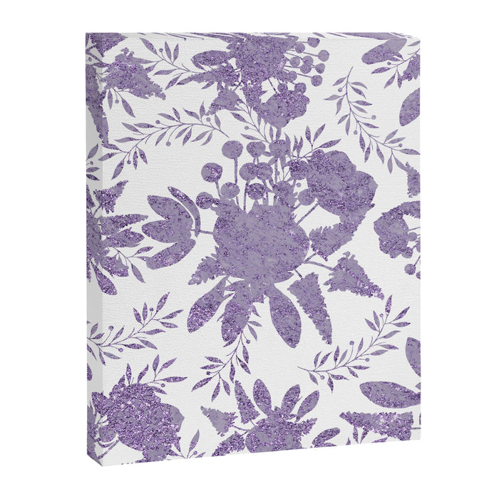 Elegant Lavender Purple White Glitter Floral Canvas Print Gallery Image 1
