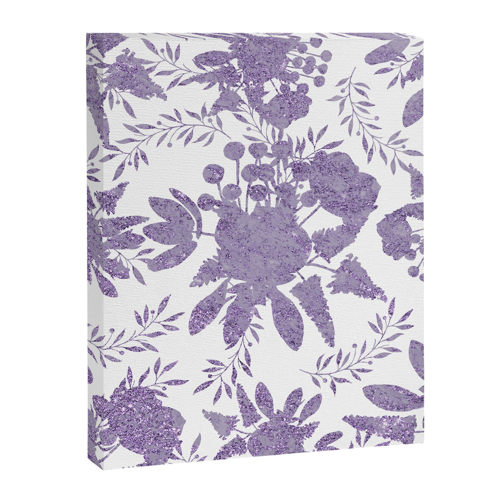 Elegant Lavender Purple White Glitter Floral Canvas Print Gallery Image 8