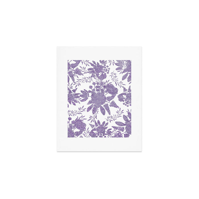 Elegant Lavender Purple White Glitter Floral Art Print Gallery Image 1