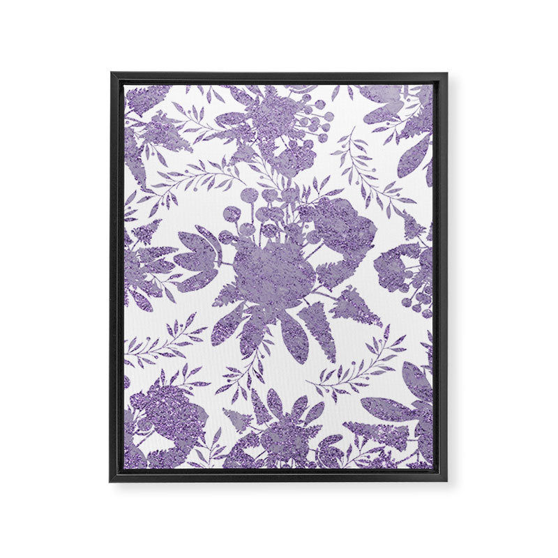 Elegant Lavender Purple White Glitter Floral Framed Canvas Print Gallery Image 8