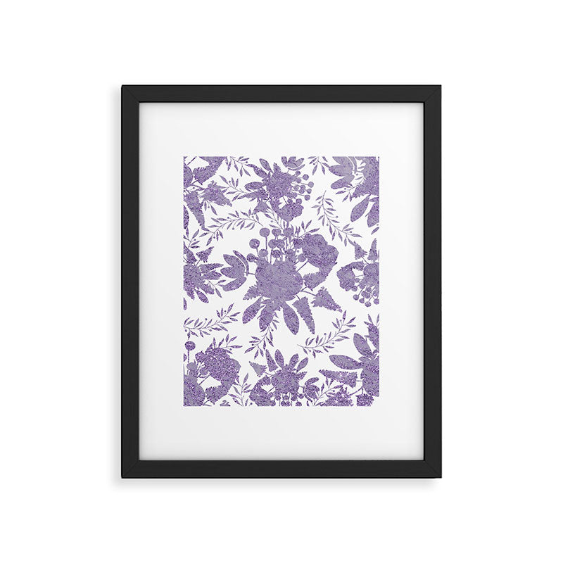 Elegant Lavender Purple White Glitter Floral Framed Art Print Gallery Image 6