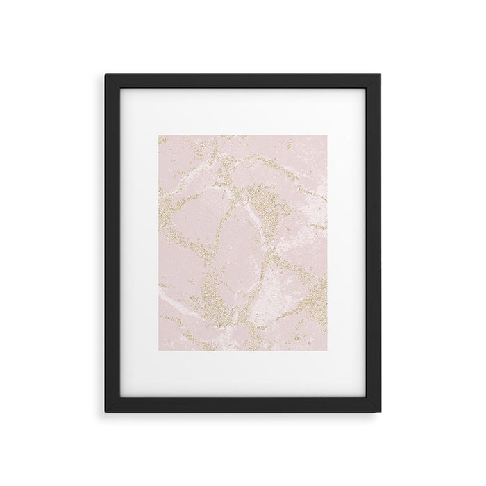 Elegant modern blush pink gold pastel marble Framed Art Print Gallery Image 1
