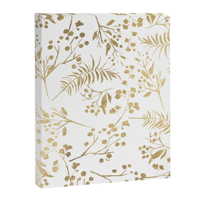 Elegant modern white faux gold floral Canvas Print Gallery Image 1