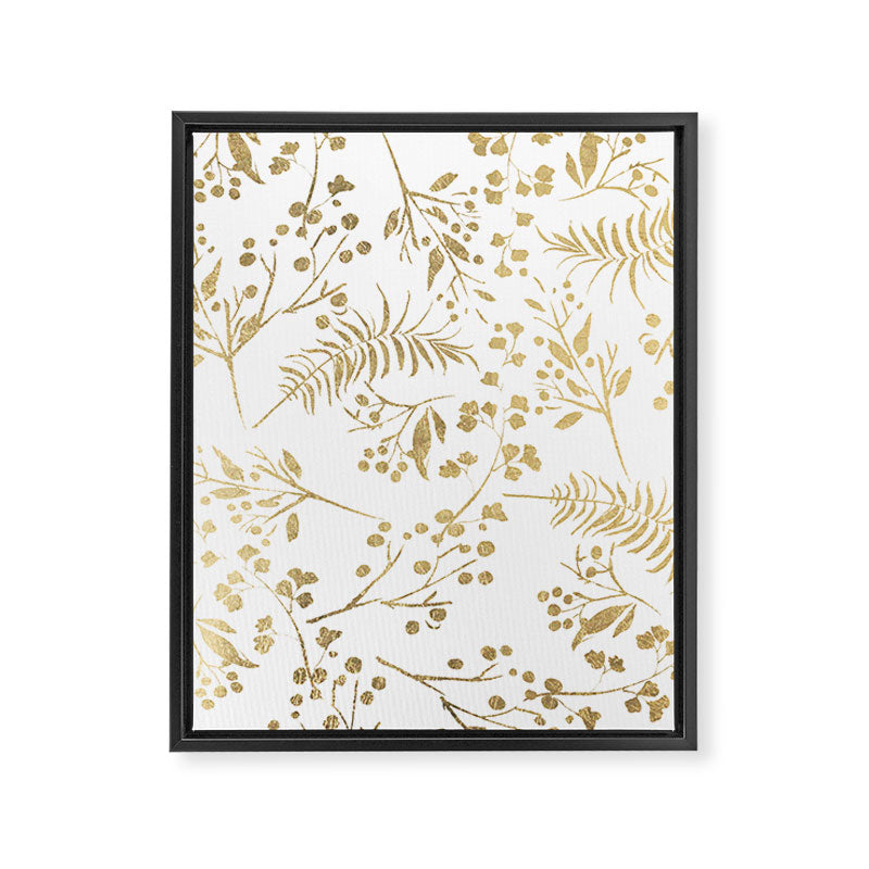 Elegant modern white faux gold floral Framed Canvas Print Gallery Image 8