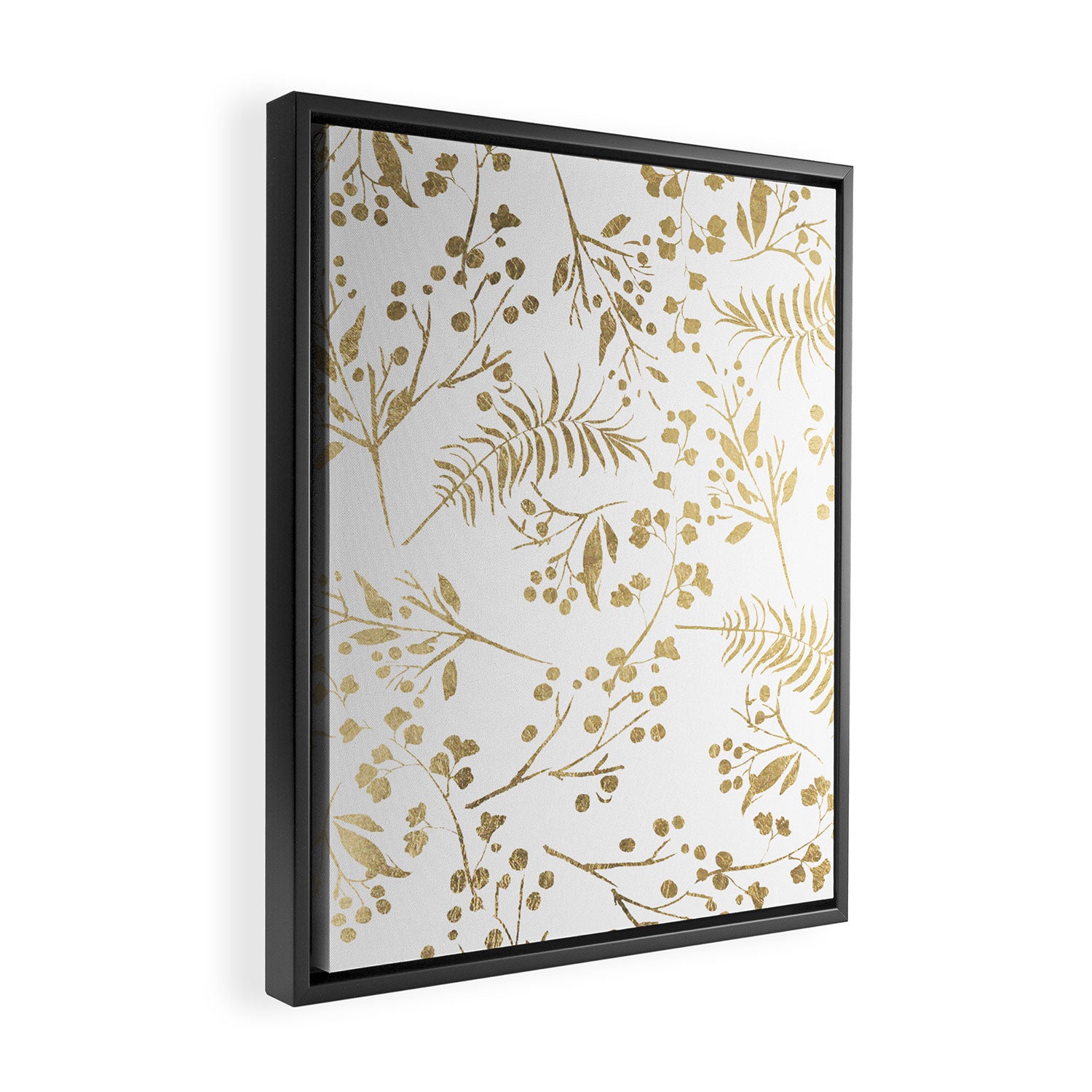 Elegant modern white faux gold floral Framed Canvas Print Gallery Image 2