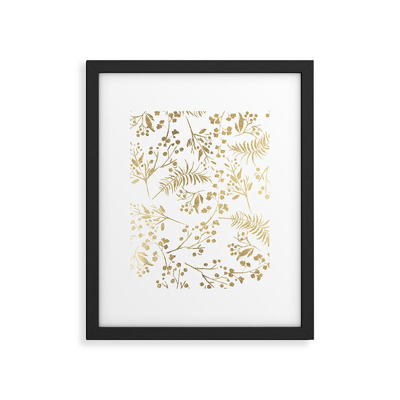 Elegant modern white faux gold floral Framed Art Print Gallery Image 6