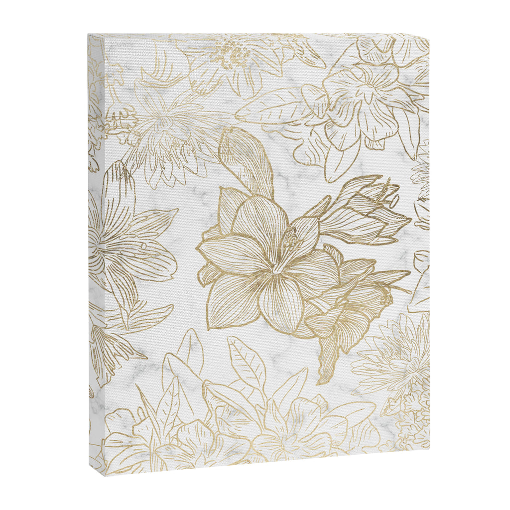 Elegant modern white faux gold marble floral Canvas Print Gallery Image 8
